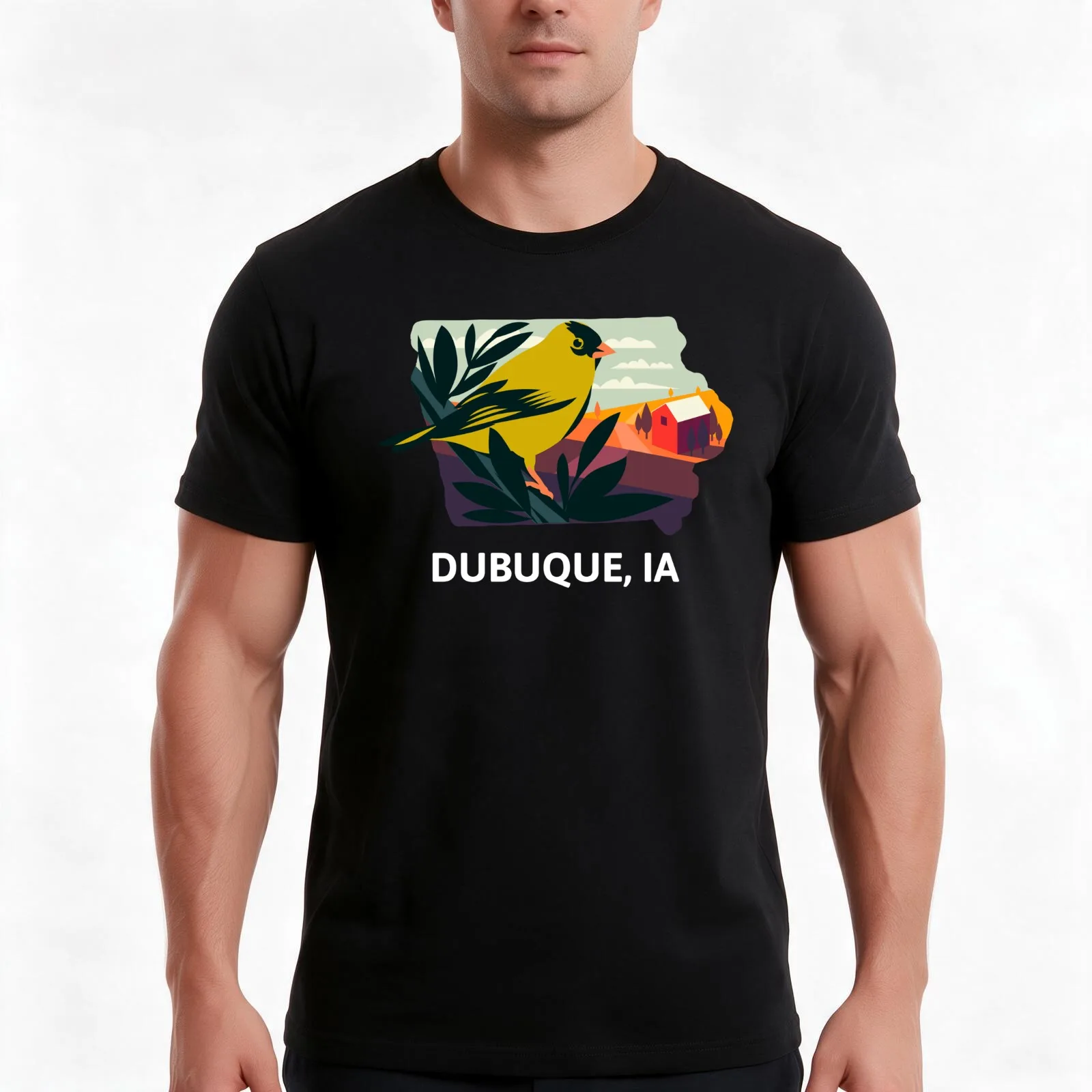 Dubuque, IA T-Shirt, Summer Casual Cotton Tee, Oversized Streetwear Tops, Vintage Graphic Print, Loose Fit Short Sleeve