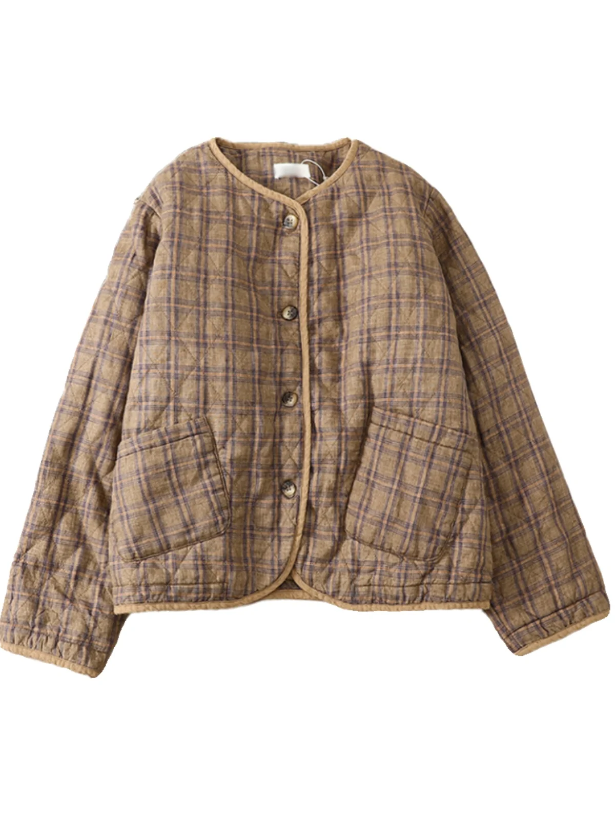 فضفاضة تناسب القطن الفانيلا البيسبول Jaet المرأة الخريف الشتاء الدفء Thiened الرجعية منقوشة القطن معطف ملابس خارجية