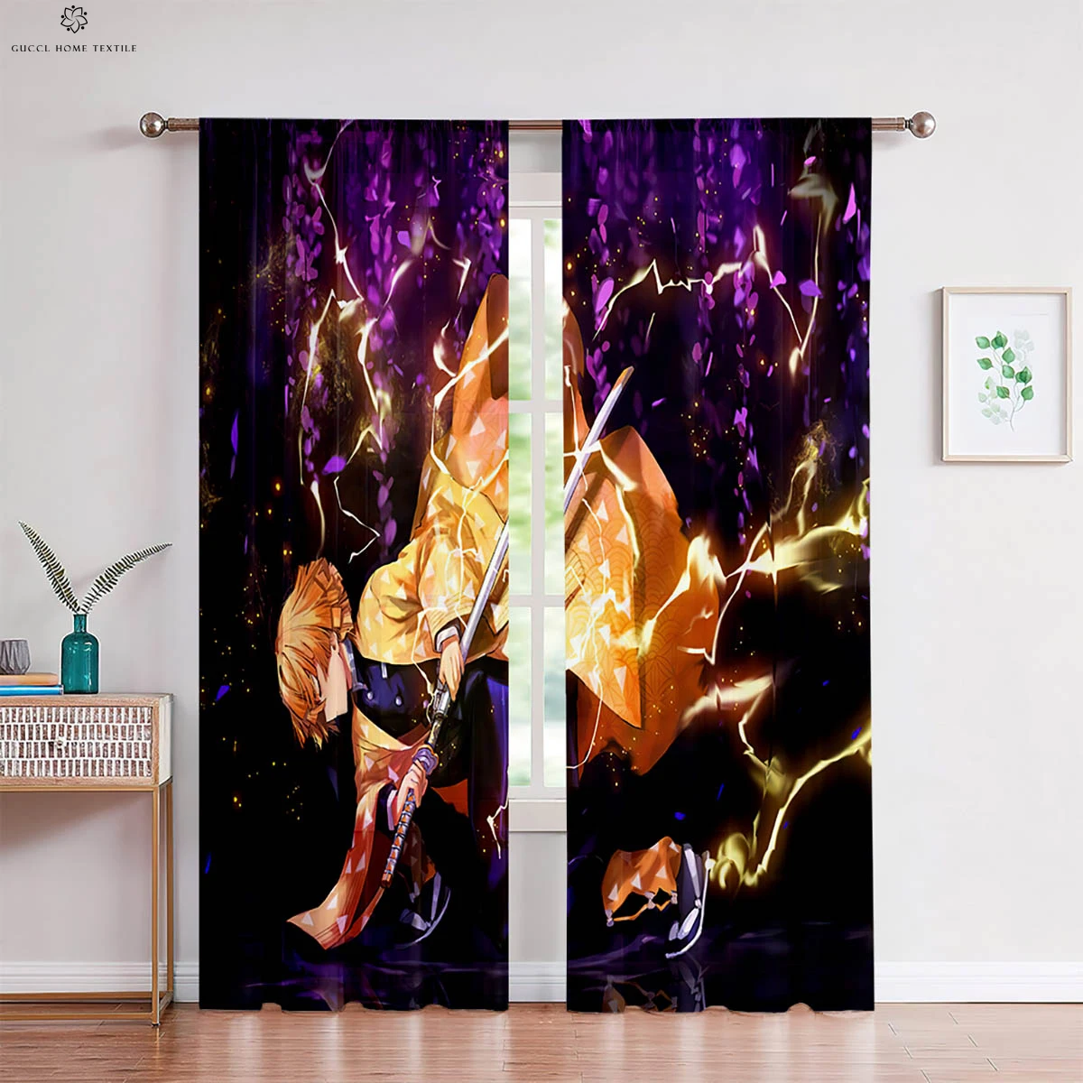 Japanese Comic Printed Curtains, Animation Hot Blood, Suitable for Bedroom, Living Room, Kitchen, Study, Window Decoration