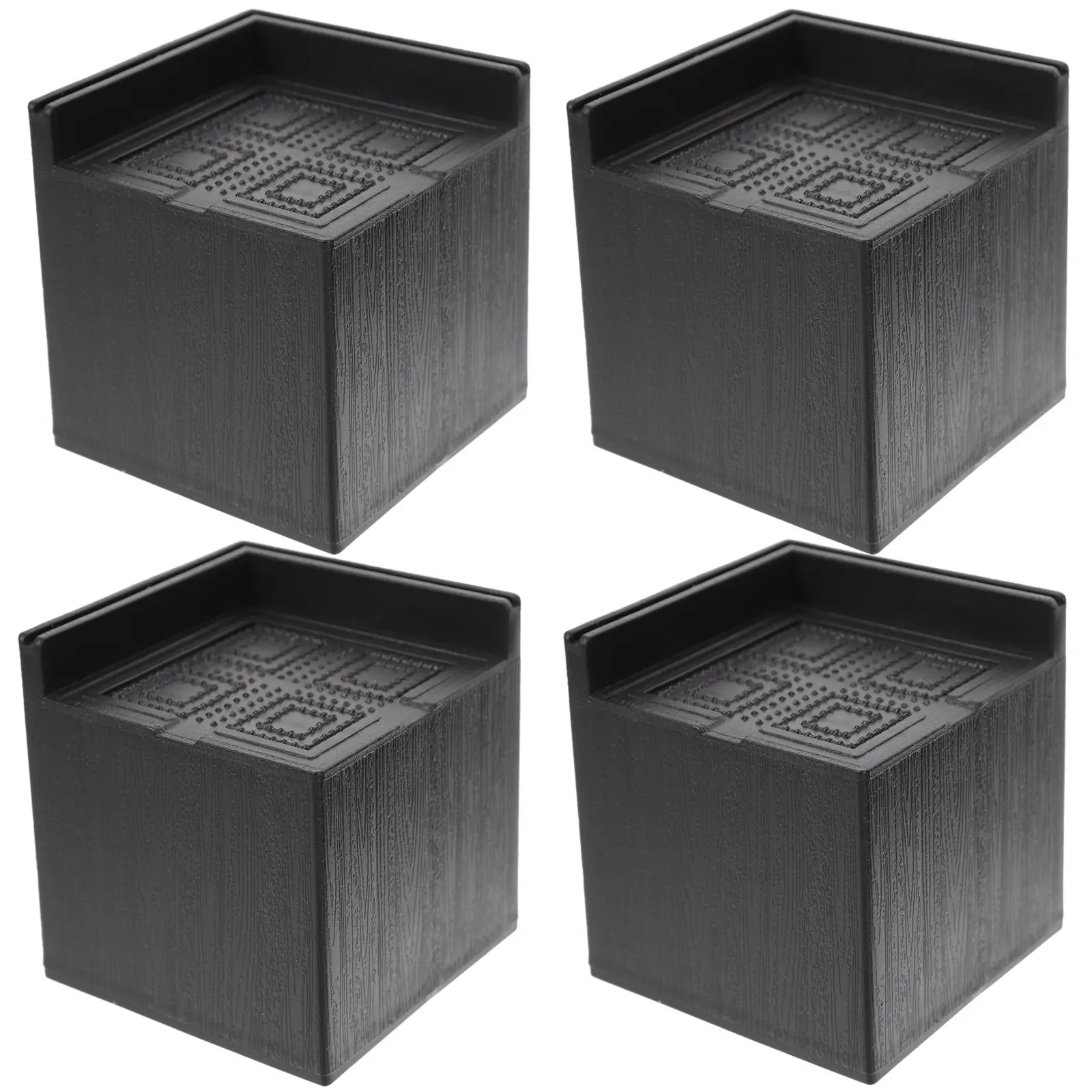 4Pcs Square Rubber Furniture Risers Heavy Duty Bed Riser Table Chair Height Lift Block Anti Scratch Noise Reduction Cushion