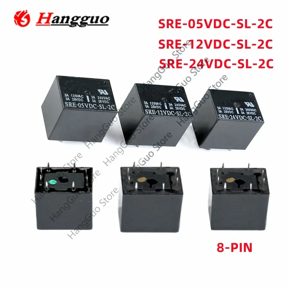 5PCS/Lot Original SRE-05VDC-SL-2C SRE-12VDC-SL-2C SRE-24VDC-SL-2C 8PIN SRE-05V 12V 24VC-SL-2C 8-pin 3A 4137 Relays