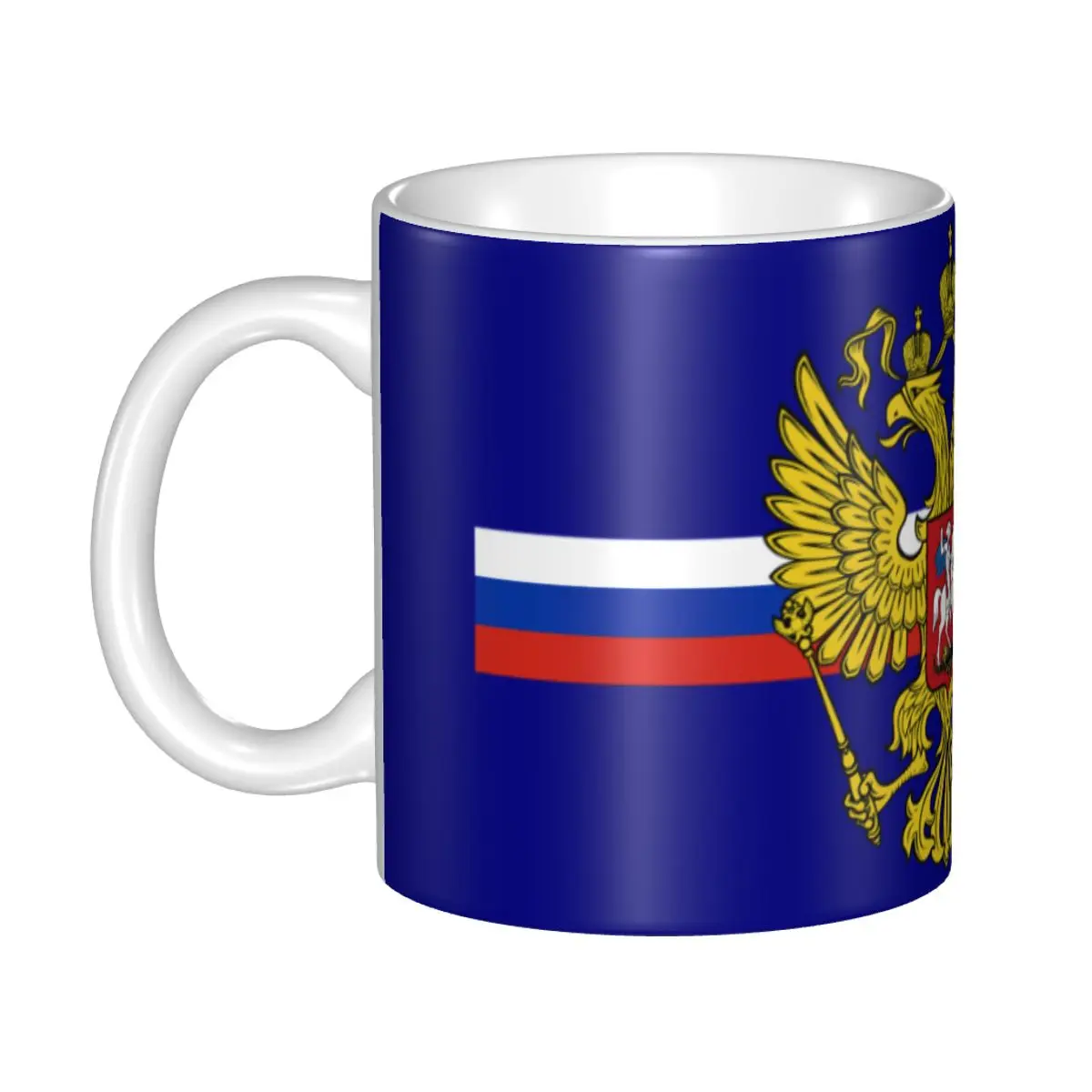 

Coat Of Arms Of Russia Mugs Customized Russian Flag Coffee Ceramic Mug Creative Present Outdoor Work Camping Cups