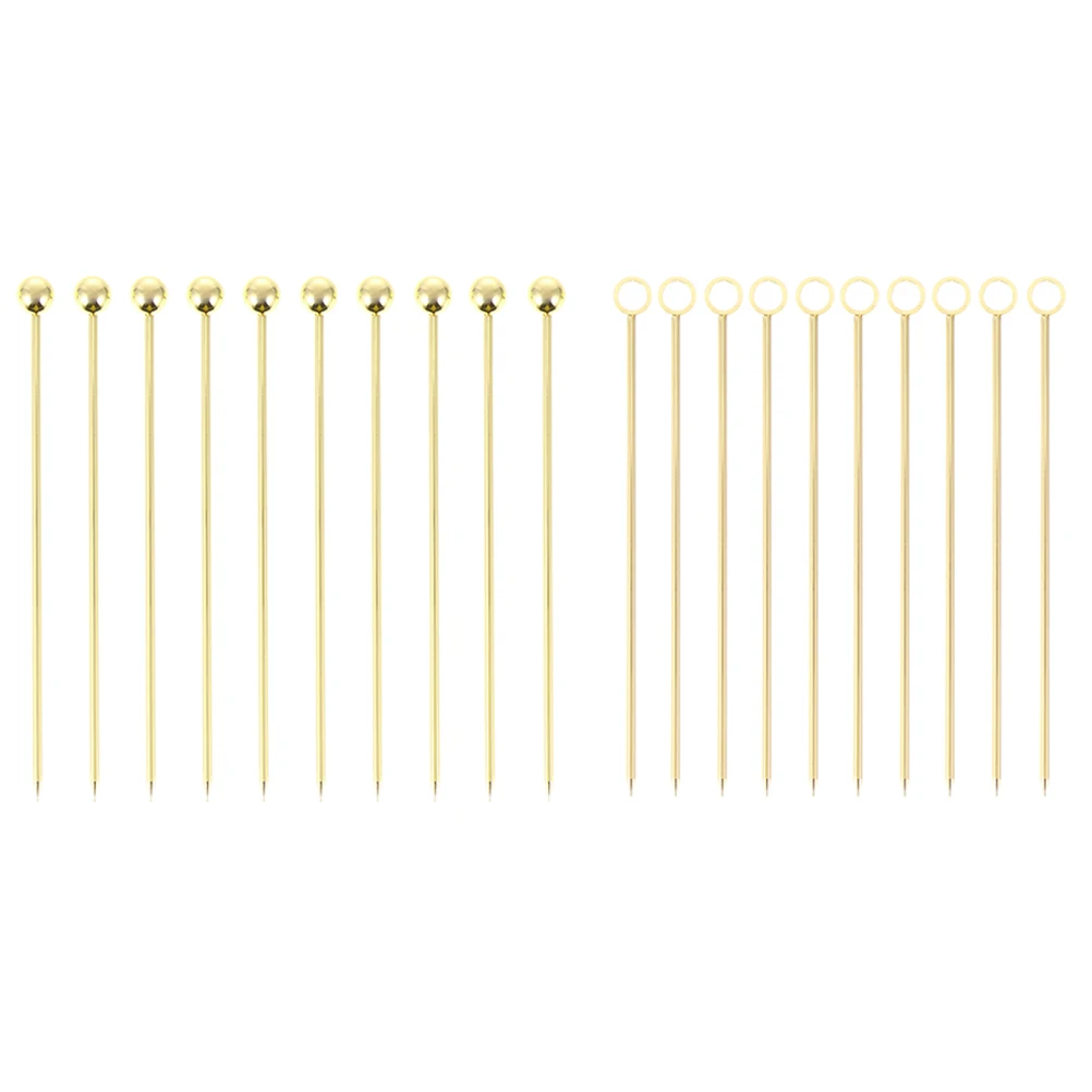 

20pcs Stainless Steel Cocktail Picks 11cm Gold Plated Decorative Fruit Signs Reusable Bar Tools Kitchen Supplies
