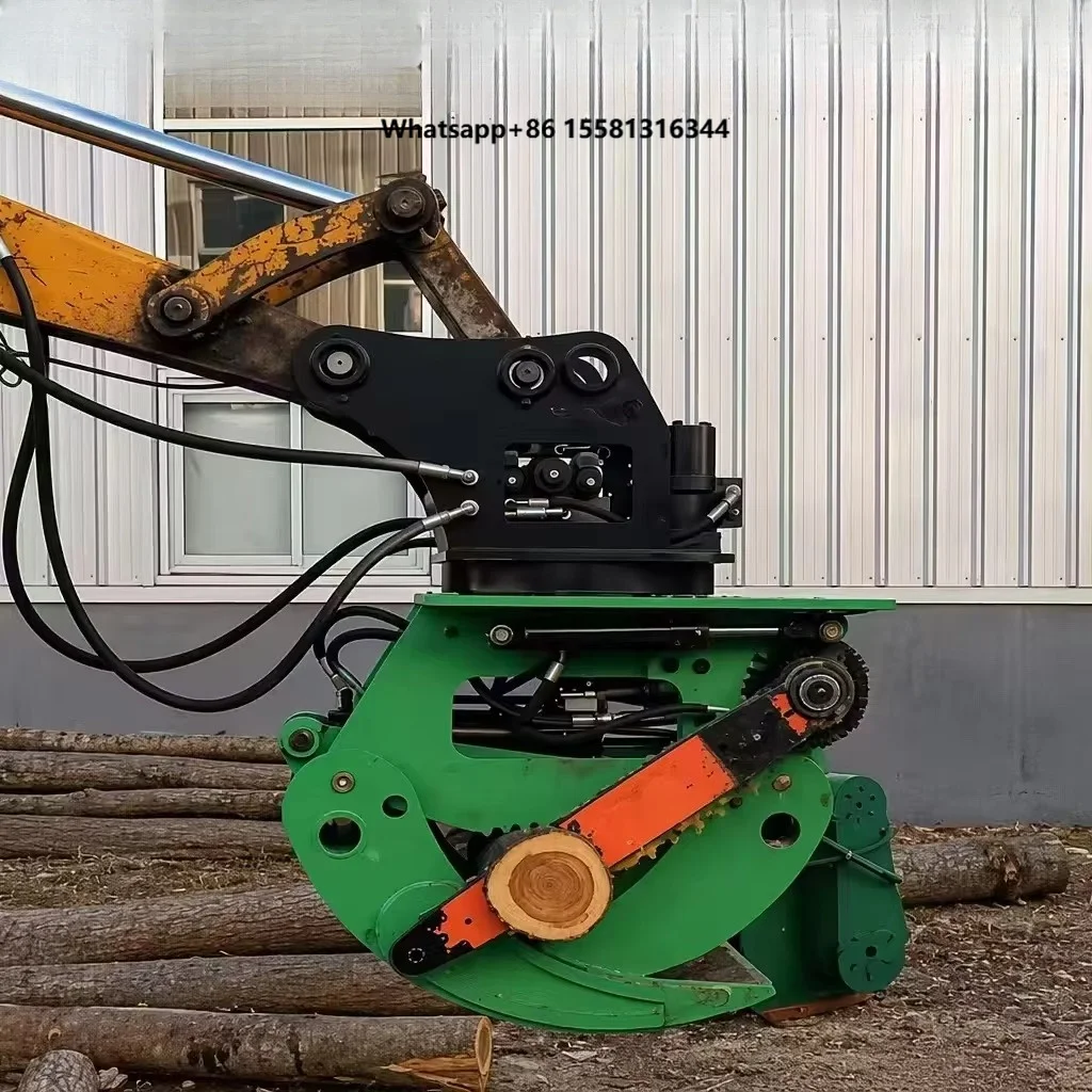 Hydraulic Wood Cutting Tree Grab Log Grapple Saw Excavator Attachment Forestry Tool