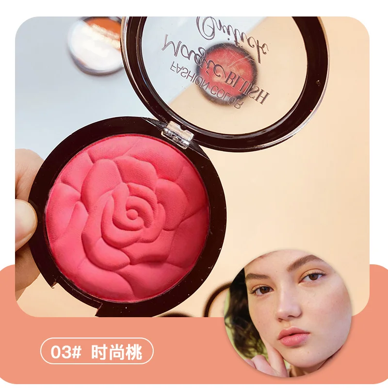 Nuovo rilievo petalo di rosa fard in polvere monocromatico High Gloss Facelift All-in-one Plate Small Ice Rouge Plate Face Mineral Blush