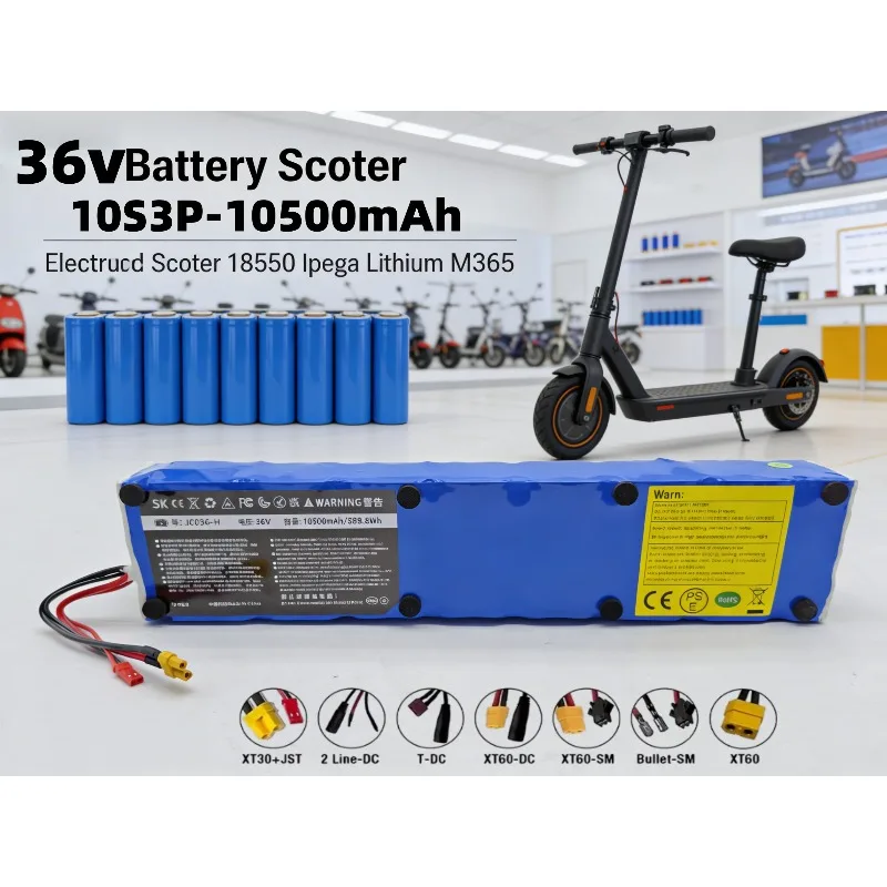 This is a 10S3P 36V 10500mAh 18650 lithium-ion battery pack, model JC036-H, designed specifically for electric scooters.