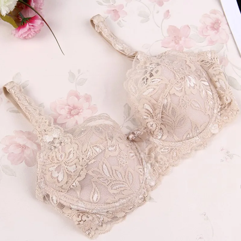 Women Sexy Gather Push Up Bra Underwire 5/8 Cup Lace Brassiere Underwear 32/34/36/38/40