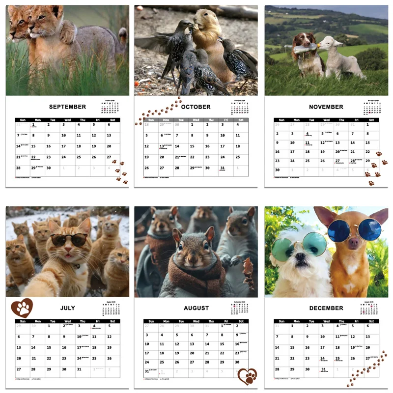 1 Pcs Funny Dogs Pooping Wall Calendar 2025 Unique Calendar Gift for Friends Family Neighbors Coworkers Relatives Loved Ones