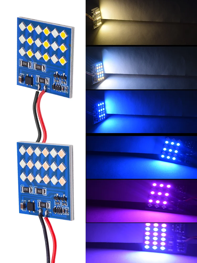 1 SZTUK panelu LED trójkolorowe światło mapy do czytania samochodu 3030 18SMD LED samochodowa kopuła wewnętrzna żarówka Ba9s T10 COB adapter Feston