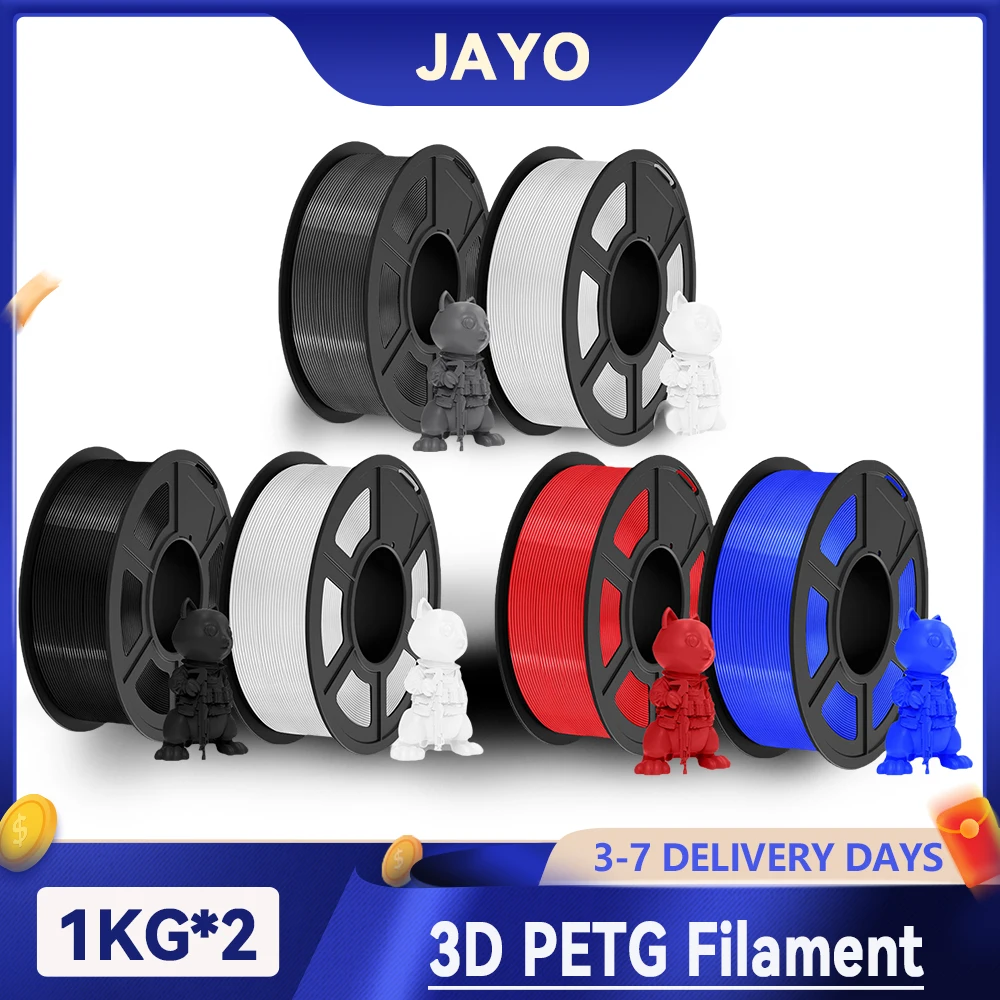 

JAYO 3D PETG нить 1,75 мм +/-0,02 мм нить для принтера PETG аккуратно намотанный материал для 3D-печати для 3D-принтера Bambu FDM 2 рулона