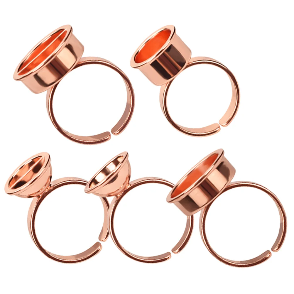 5 قطعة الفولاذ المقاوم للصدأ الوشم الحبر الدائري الصباغ حامل رمش الغراء الحاويات دائم ماكياج اكسسوارات الغراء خواتم #2