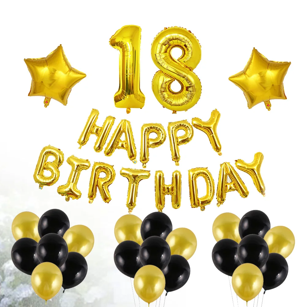 

Happy Birthday Balloons Set 18 Years Old Latex Aluminum Film Balloons For Party Bedroom Wall Outdoor Decor Golden Colorful