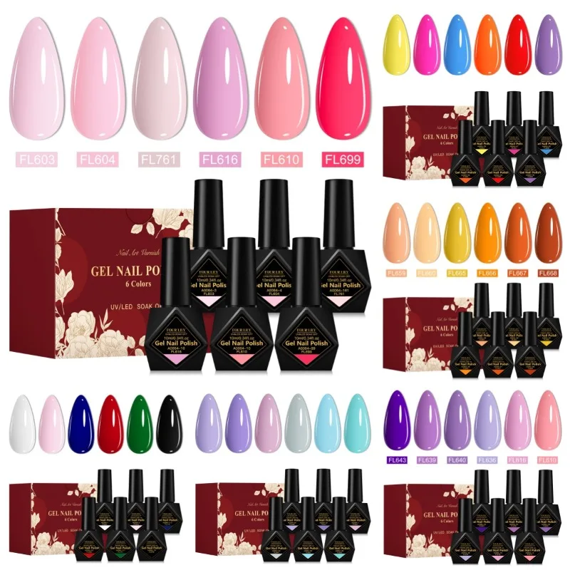

6pcs Pink Gel Nail Polish Set HEMA TPO FREE Semi Permanent Soak Off UV Gel Varnish Nail Art Decoration Nail Supplies Manicure