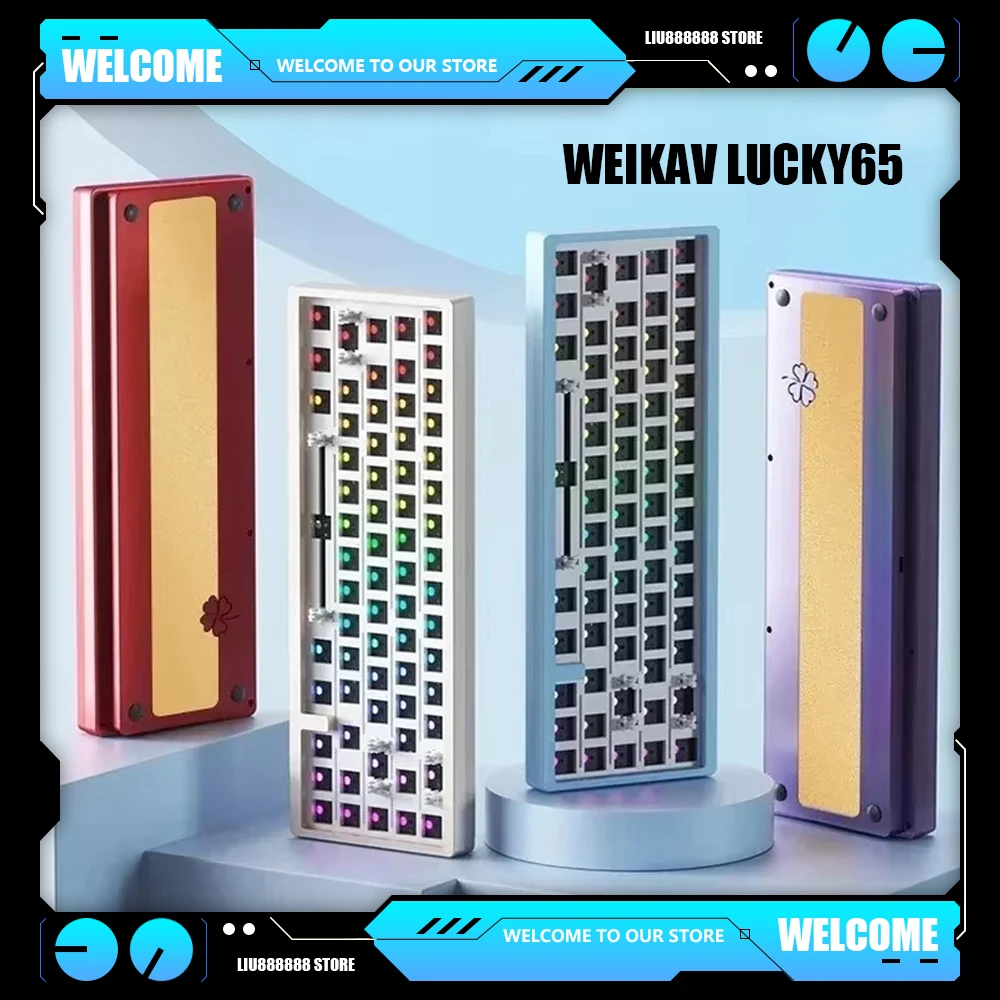 Weikav Lucky65 3Mode RGB Gasket PC Office Gamer Gaming Keyboard Kit Wireless Bluetooth Mechanical Keyboard Kits Aluminum Alloy