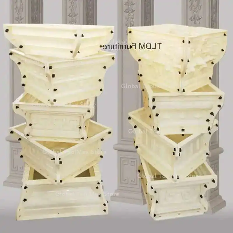 European Square Roman Column Mold Column Head Foot Cap Molds Villa Home Gate Square Pillar Cast-in-place Cement Concrete Mold