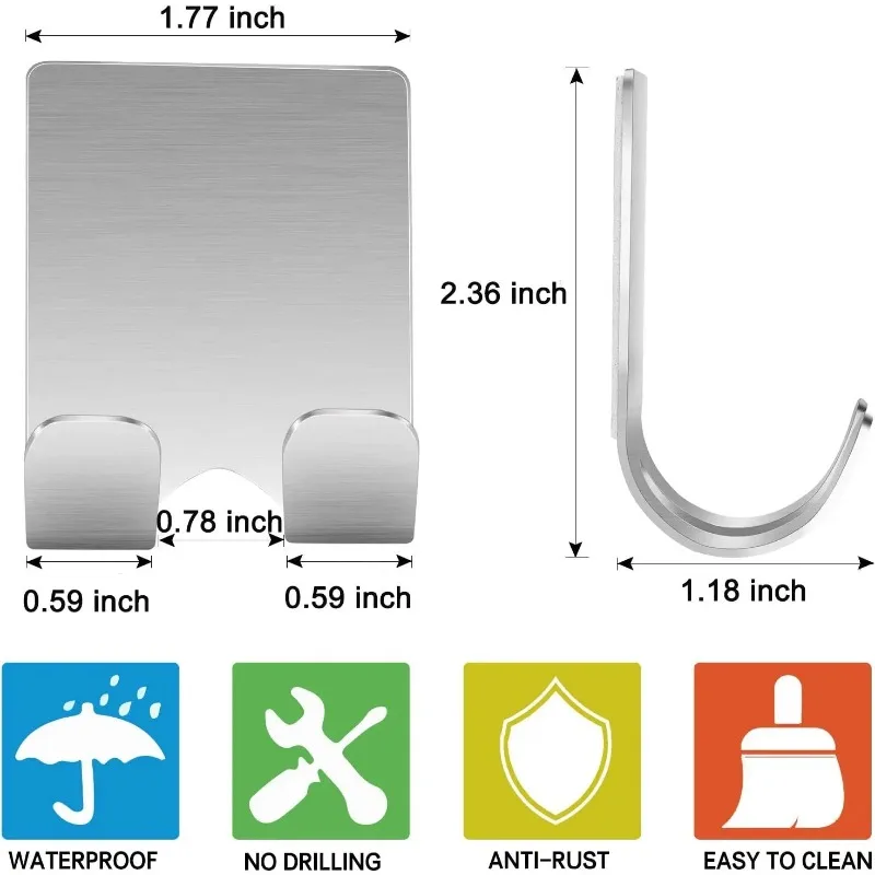 남성용 스테인리스 스틸 면도기 스탠드 선반, 면도기 보관 선반, 욕실 후크 정리함, 거치대 304, 2 개