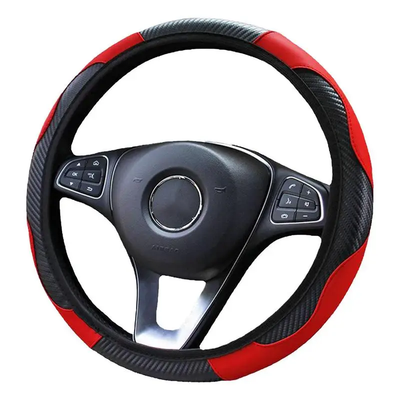 Car Steering Wheel Cover PU Leather Wheel Protector Anti-Slip Lining Universal Vehicle Accessory Diverse Cars Diameter 14.5-15