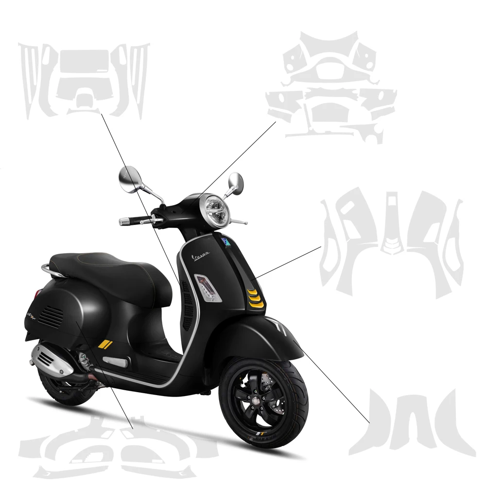 For VESPA GTS300 PPF TPU Motorcycle Accessories Transparent Paint Protective Film Anti-scratch GTS 300 Stickers Paint Protection