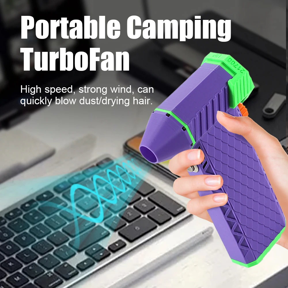 

Открытый беспроводной ручной вентилятор 110000 об/мин Компактный мощный фен Портативный турбовентилятор для кемпинга