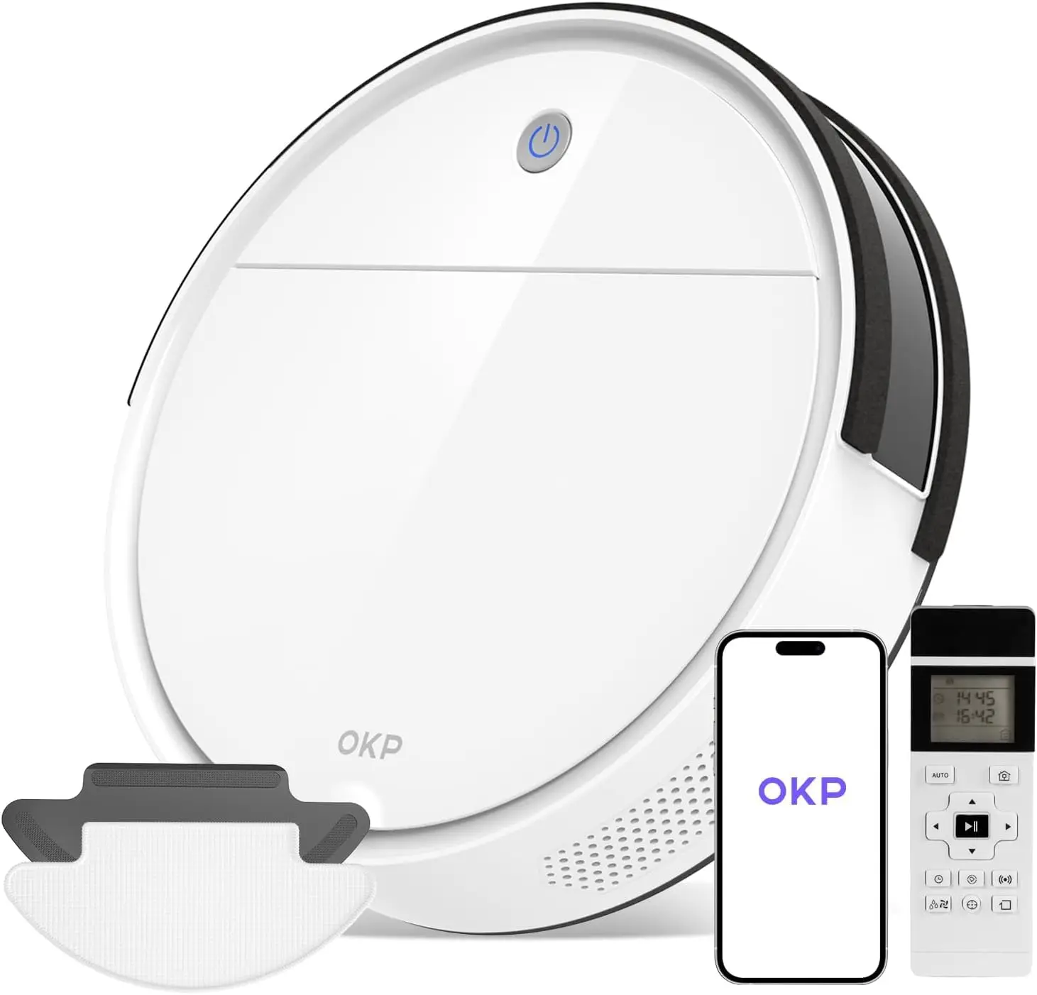 OKP K5B wireless Robot Vacuum cleaner With Wiping Function,Slim, Ideal For Hard Floors, Carpets and Pet Hair With Remote Control