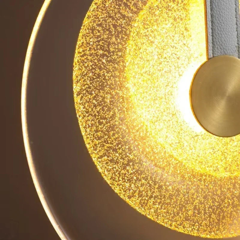 

Creative Iron LED Chandelier with Transparent Glass And Leather Disc for Bedroom Study Dining Room - Unique Lighting Fixtures