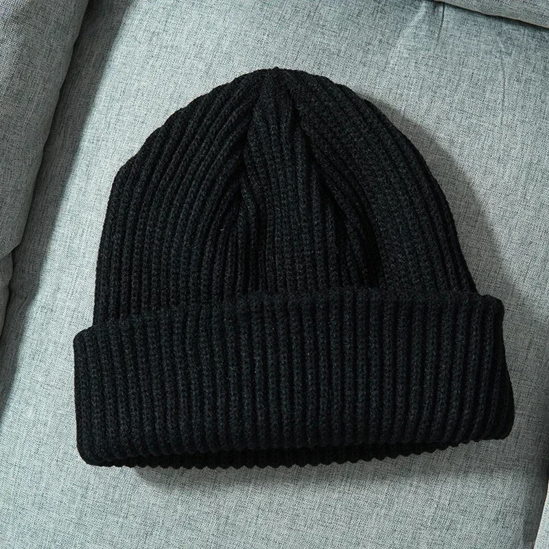 Jednokolorowe dzianinowe czapki dla kobiet Mężczyźni Zima Jesień Outdoor Keep WarmThick Skullies Czapki Damskie Wełniane Gorras Hip Hop Dad Cap