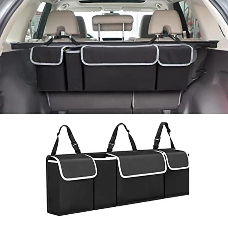 Universal Auto Storage Organizer Car Trunk Bag Large Capacity Multi-use Oxford Backseat Storage Bag Trunk Cargo Mesh Holder