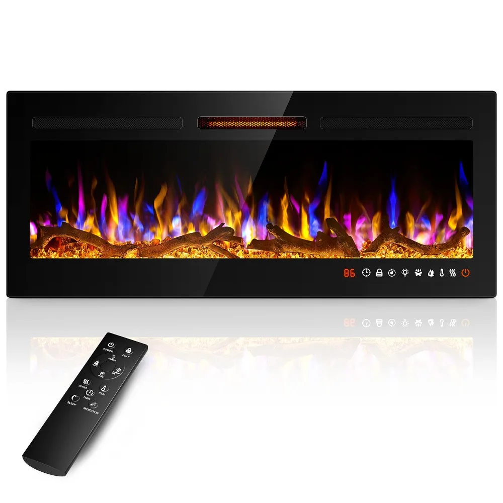 

42" Slim Electric Fireplace Recessed and Wall Mounted,Wall Fireplace and Freestanding Linear Fireplace, with Remote Control