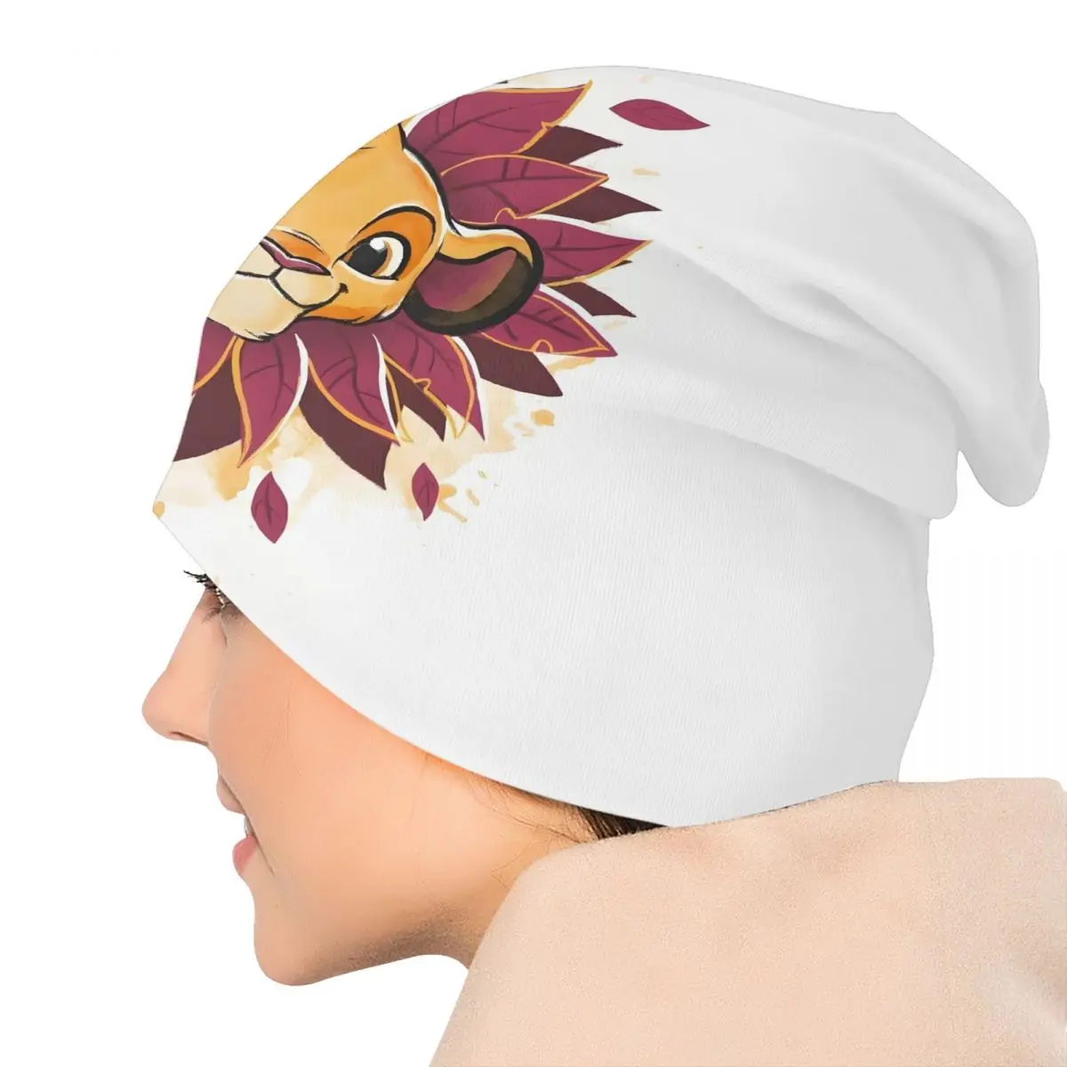 الأسد الملك سيمبا نمط Skullies Beanies قبعات للجنسين شتاء دافئ متماسكة قبعة المرأة موضة الكبار Kawaii الكرتون بونيه القبعات قبعة #5
