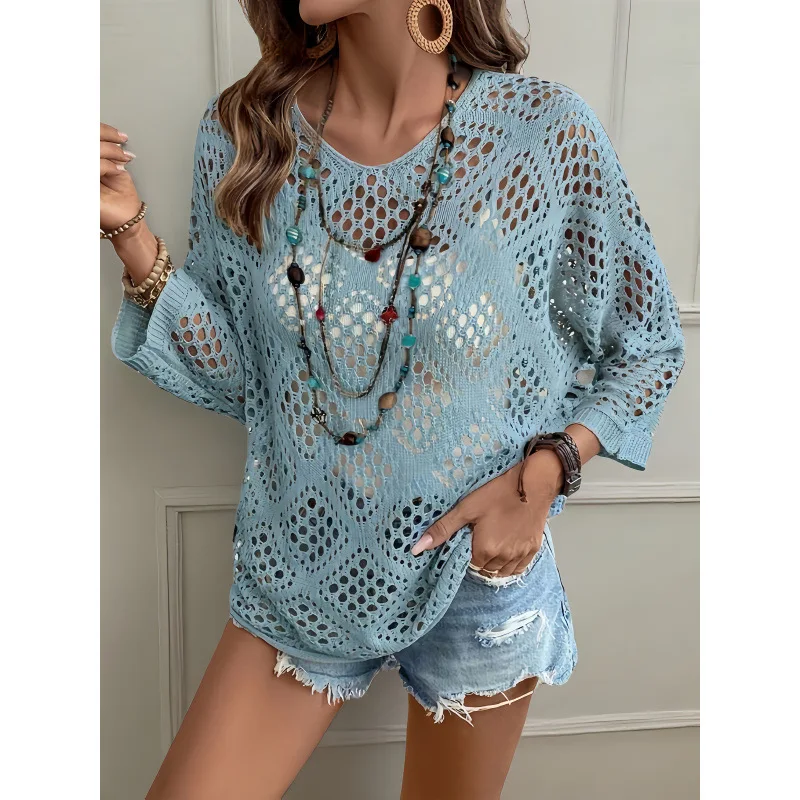 

Кружевной свитер с рукавами-крылышками G 48442, женская мода Весна 2026, другой стиль, другая ткань, 100% другой материал, трансграничная торговля