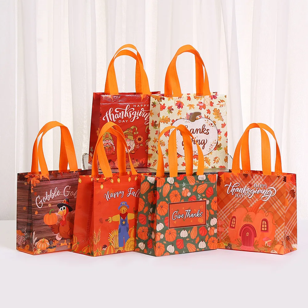 Thanksgiving Tote Bag Sturdy Reusable Grocery Bag Non-Woven Shopping Bag Lightweight For Thanksgiving Errands Grocery Shopping - Detail 1