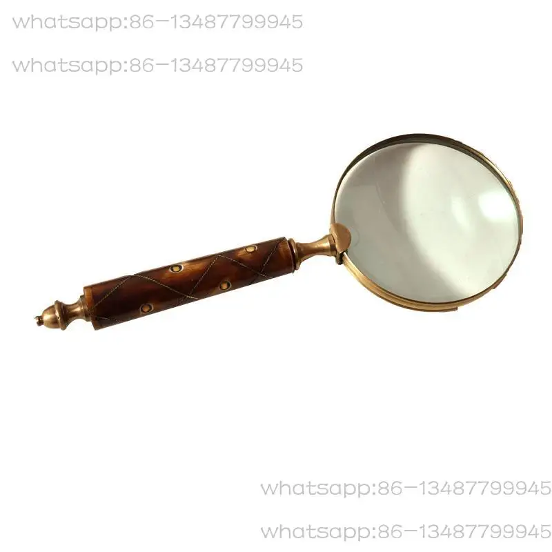 

Brass Beef Bone Handle High-grade Hand-held Magnifying Glass 10 Times High Definition Retro Model Room Decorative Ornament