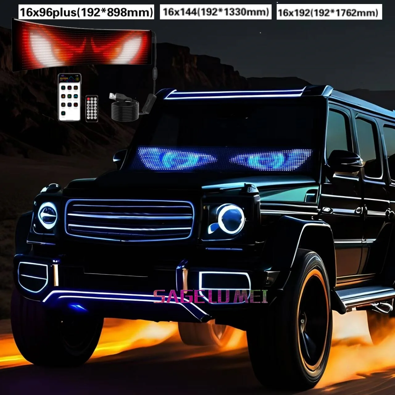 Car Truck LED Matrix Panel DIY RGB Pixel Graffiti Scrolling Text Board Windows Advertising Display Screen Smart APP Multilingual