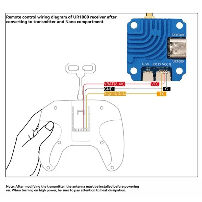 أنيق-UR1000 ELRS استقبال ثنائي النطاق 2.4G/900M عالية الطاقة T نوع هوائي 220 مللي متر لطائرة بدون طيار FPV Expresslrs استقبال #5