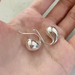 Vintage Chunky Dome Drop Earrings For Women Silver Plated Stainless Steel Thick Teardrop Earring Statement Wedding Jewelry Gift