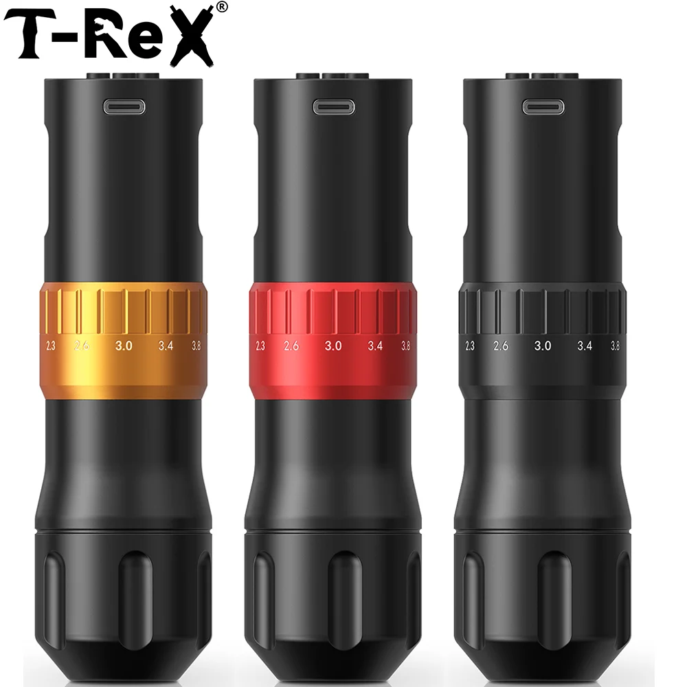 

T-rexTattoo Machine Wireless Rotating Tattoo Gun Kit, New Cool Tattoo Pen Kit 7 Segment Stroke Length Adjustment 1600mAh Battery