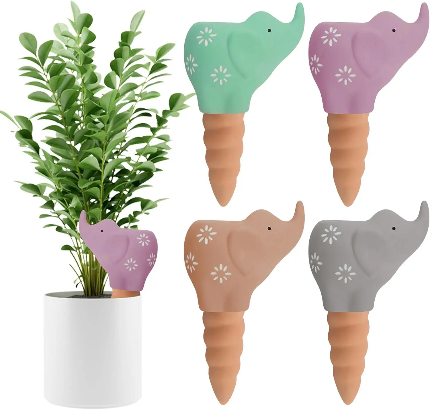 Plant Watering Globes,Elephant Shape Self Watering Spikes Terracotta Drip Water Stakes Watering Bulbs for Pot, Indoor, Outdoor