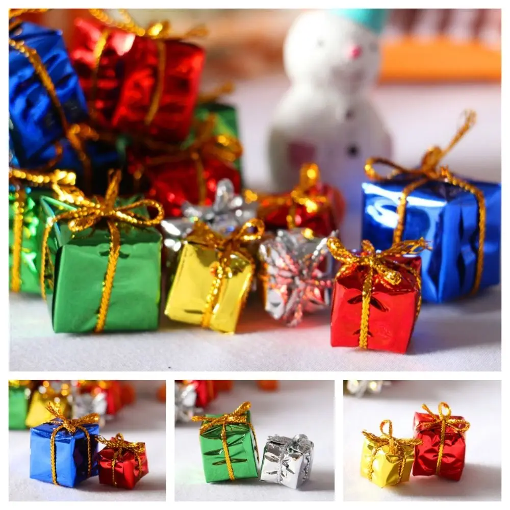 Fingir jogar 1:6/1:12 móveis para casa de bonecas adereço fotográfico decoração de casa fofa brilhante 2 peças mini presentes de natal