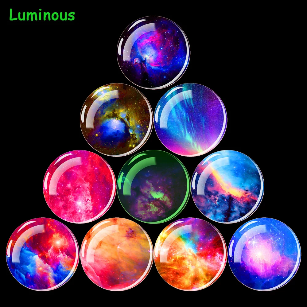 Luminous Nebula Aurora Fridge Magnet Glass Dome Multicolored Sky Refrigerator Magnets Stickers Glow in The Dark Art Home Decor