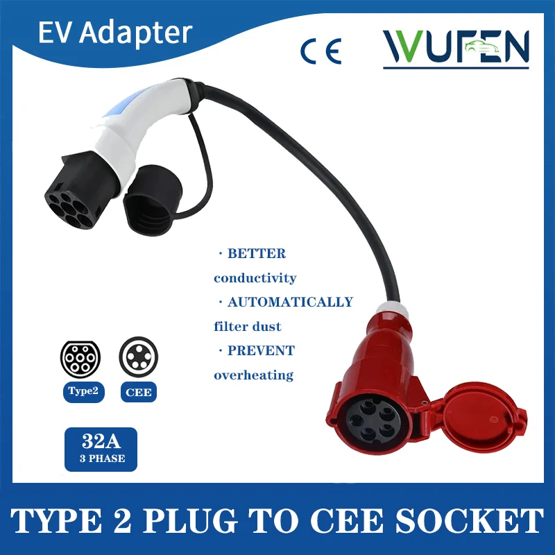 Тип 2-CEE красный 5-контактный адаптер Mennekes Тип 2-CEE 32A 3P 380-480 в разъем для портативного зарядного устройства электрических скутеров электровелосипедов Тип 2-CEE красный 5-контактный адаптер Mennekes Тип 2-CEE 32A 3P 380-480 в разъем для портативного зарядного устройства электрических скутеров электровелосипедов