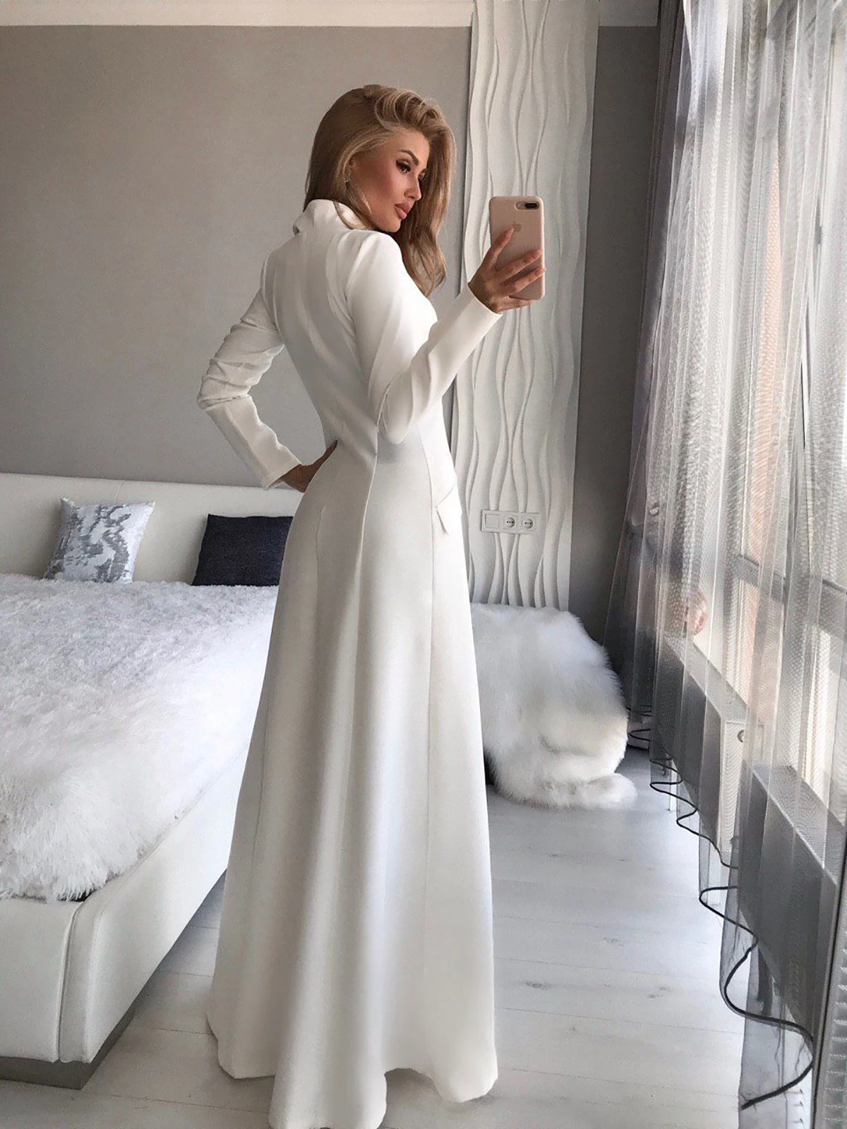 Women Blazer Dress Floor Length High Slit A Line Cocktail Dress Plus Size Formal Wear Coat Customized Evening Party Outfits