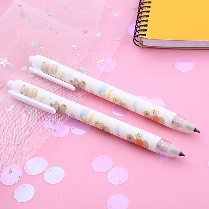 

4pcs Kawaii Stationery Gifts for Kids Cute Bear Infinite Pencil for Writing Drawing Automatic Eternal Pencil Japanese