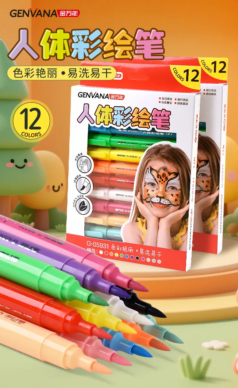 8 Stück abwaschbare Körpermarker für Haut- und Gesichtsbemalung, ungiftige, wasserbasierte Tattoo-Zeichenstifte für Kinder, Party, Cosplay, Make-up-Kunst – Detail 1