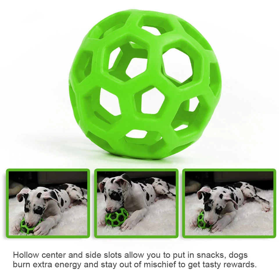 Cat Dog Natural Rubber Chew Toy Geometric Safety Ball With Bell Pet Interactive Ball Puppy Training Playing Teeth Cleaning Balls