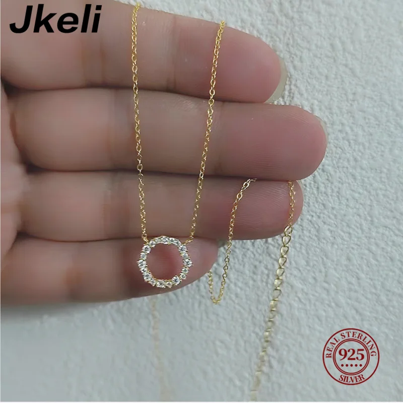 

Jkeli Personality Fashion Party Punk Jewelry Circle Zircon Real 925 Sterling Silver Necklace For Women Feature Charm Girl Gift