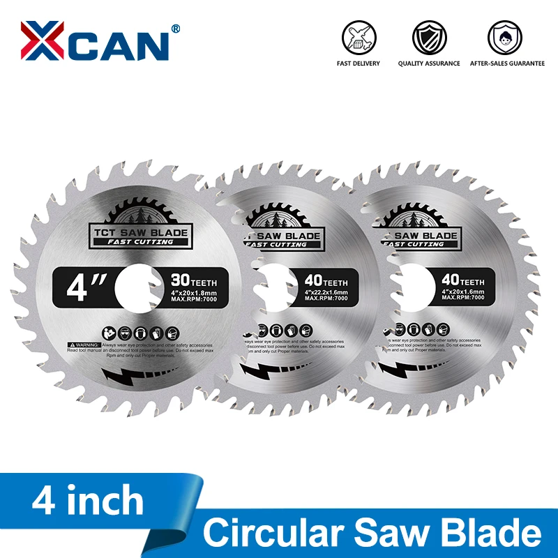 XCAN 4'' 100mm Kreissägeblatt TCT Holzbearbeitung Sägeblatt 30T 40T Hartmetall Holz Trennscheibe für Holzbearbeitungswerkzeuge