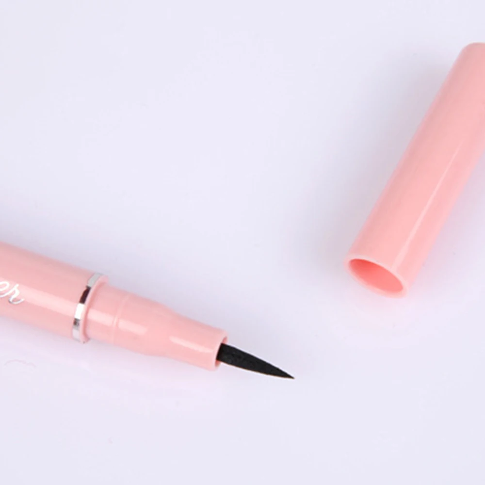 Schwarzer wasserfester Eyeliner-Stift, rosa Tube, langlebig, ultrafeiner flüssiger Eyeliner-Stift, Bleistift, schnell trocknendes Make-up-Werkzeug, Kosmetik