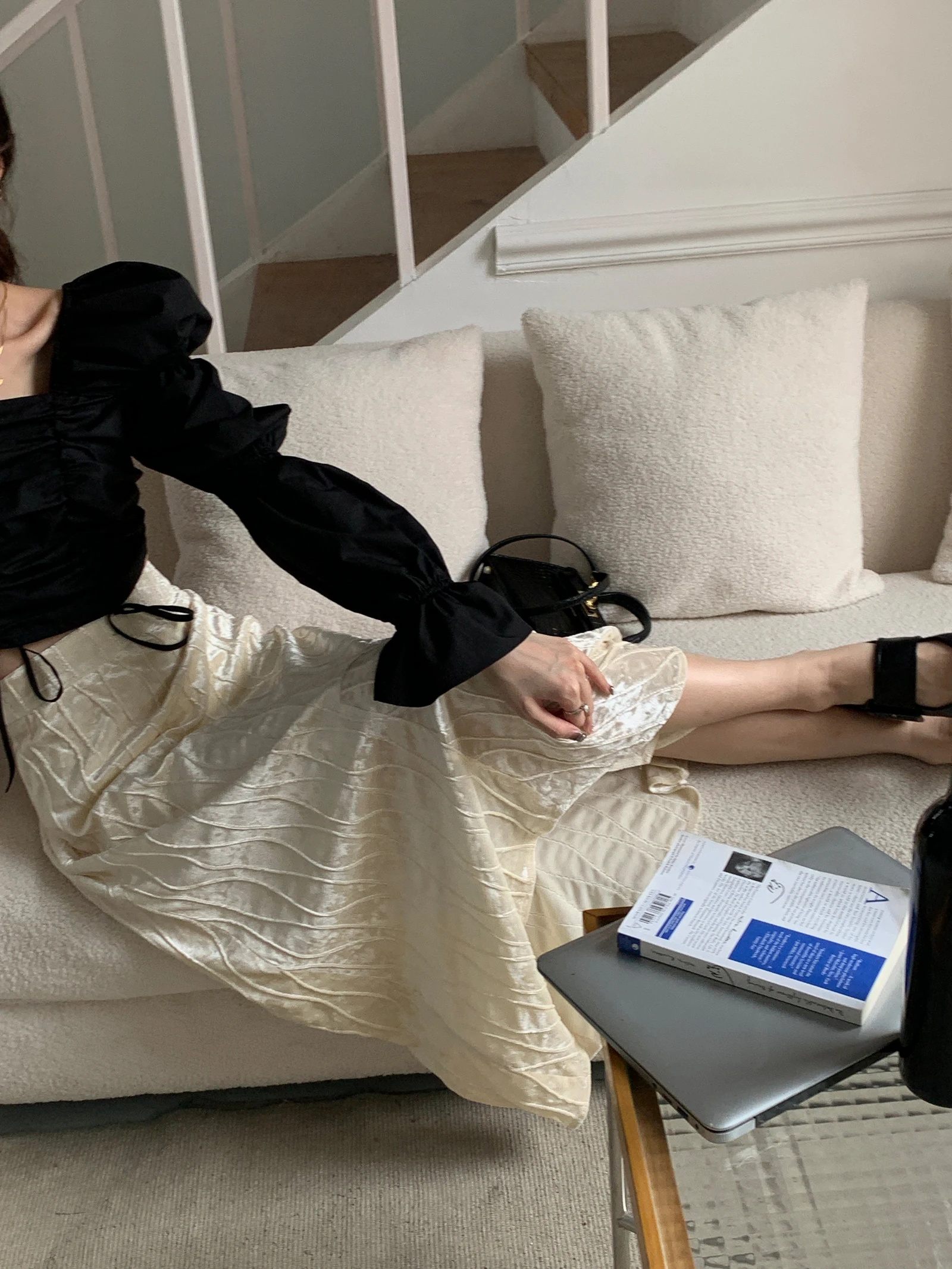 

Новая вельветовая юбка миди с волнообразным узором для молодых женщин, для повседневной носки, с завышенной талией, длинная юбка-рыбка