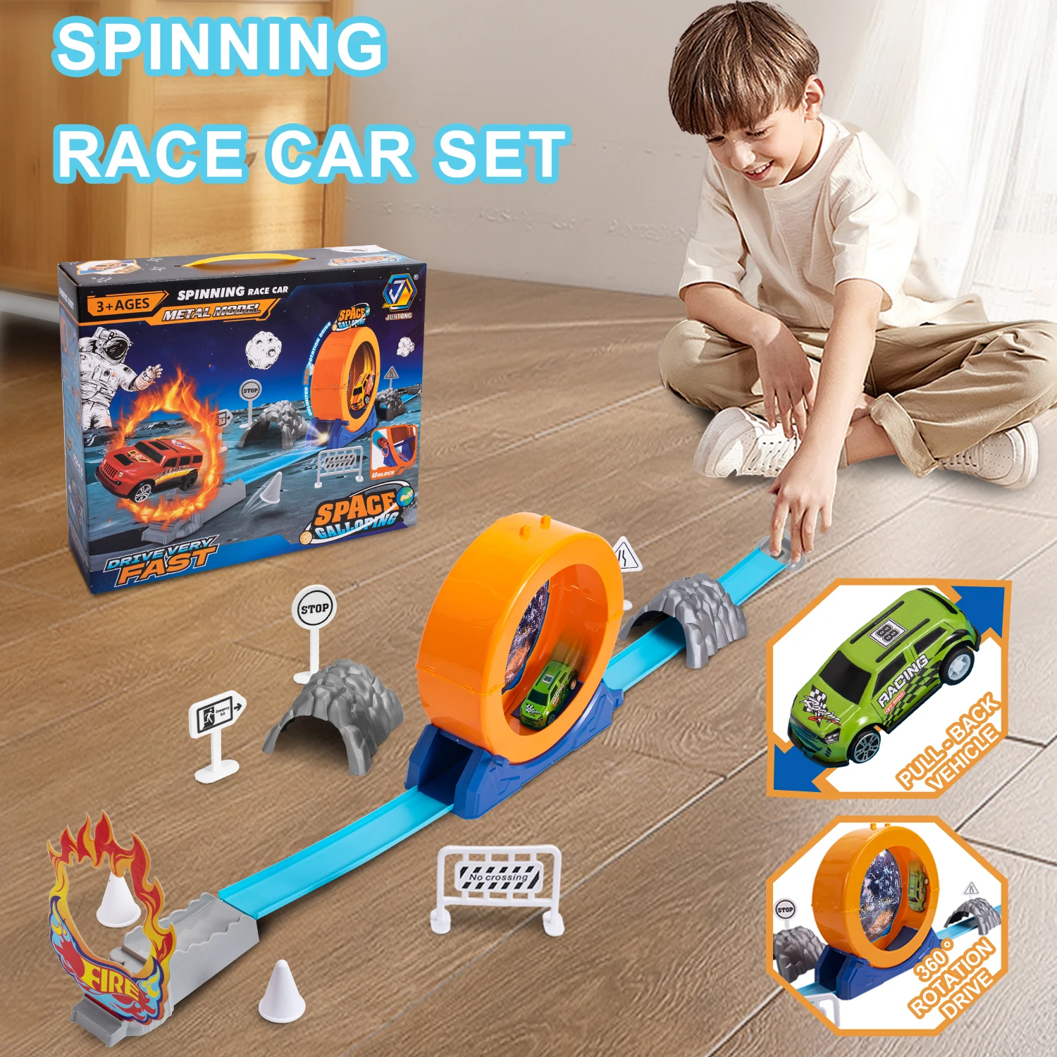 Stunt 360° Spinning Racing Track Toys For Kids, Car Model DIY Assembled Rail Kits, Interactive Education, Boy Birthday Christmas