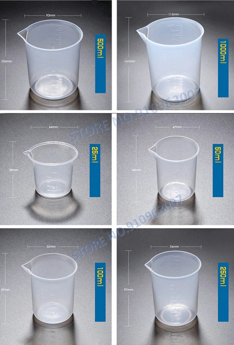 25ml to 1000ml Clear Plastic Liquid Measuring Cup Beaker For Lab Kitchen Measuring Tools